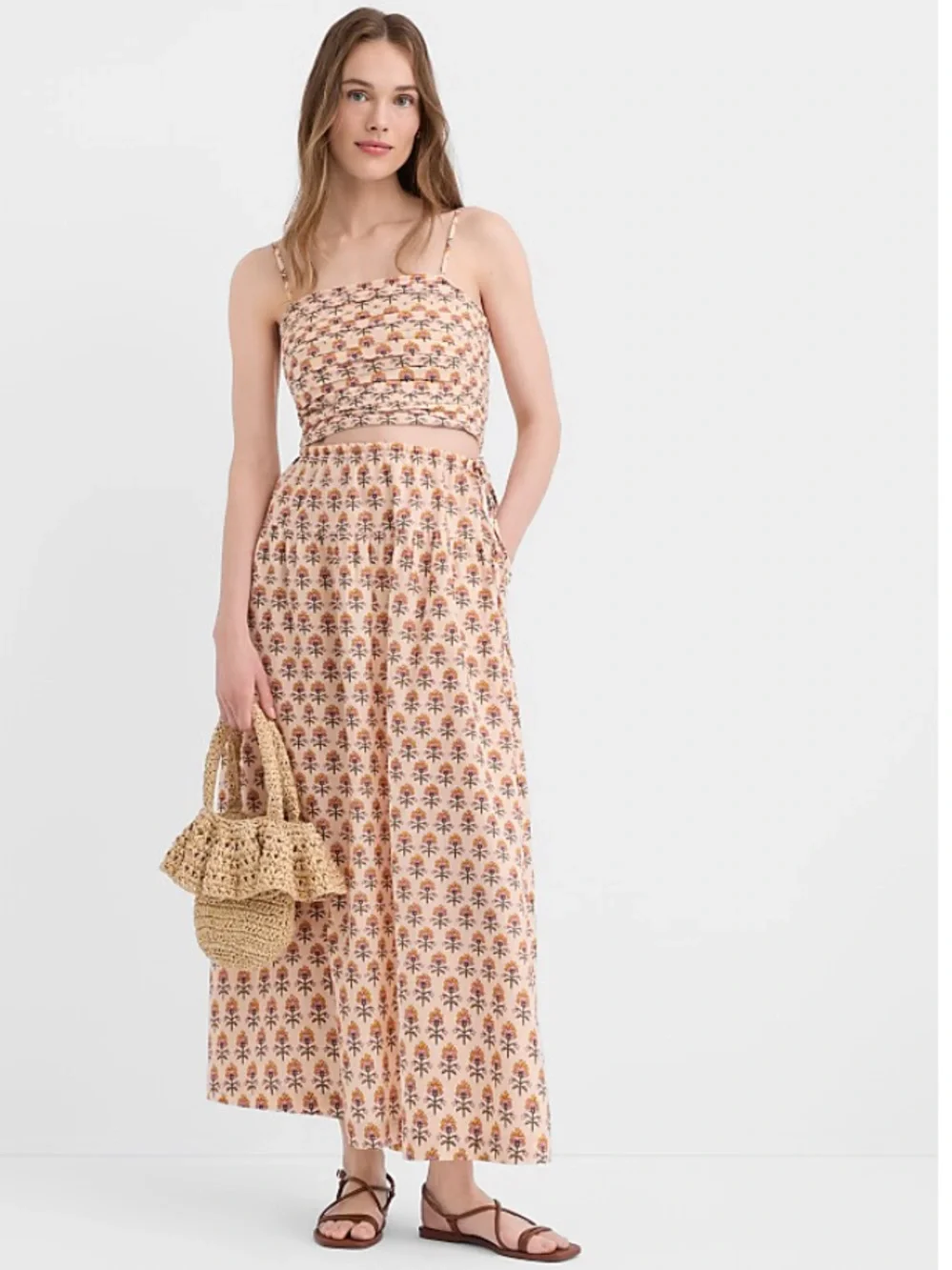 LOFT beach 2026 Linen Blend Floral Maxi Skirt Size: L Retro - Picture 2 of 8